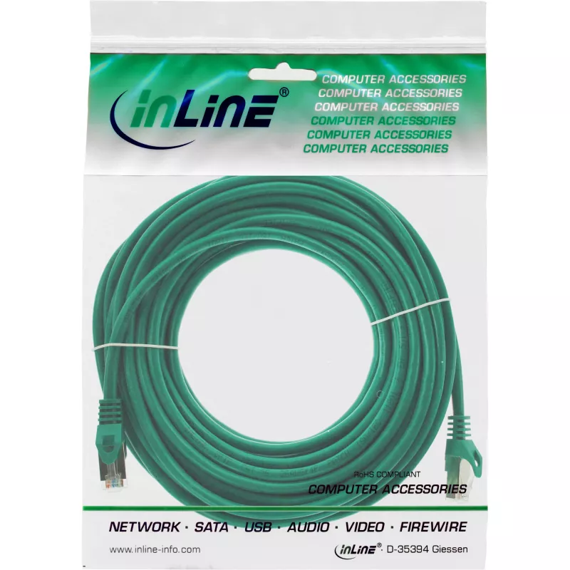 InLine patchkábel, F/UTP Cat.5e, zöld, 5 m