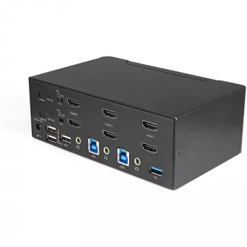 StarTech.com 2 portos dual-monitor HDMI KVM switch – 4K 60 Hz Ultra HD HDR – asztali 4K HDMI 2.0 KVM switch 2 portos USB 3.0 hubbal (5 Gbit/s) és 4x USB 2.0 HID, audio – gyorsgombos váltás – TAA