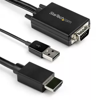StarTech.com 2 m VGA–HDMI konverterkábel USB-audio támogatással és tápellátással – analóg-digitális videoadapterkábel VGA-s PC HDMI-monitorhoz csatlakoztatásához – 1080p apa-apa monitorkábel