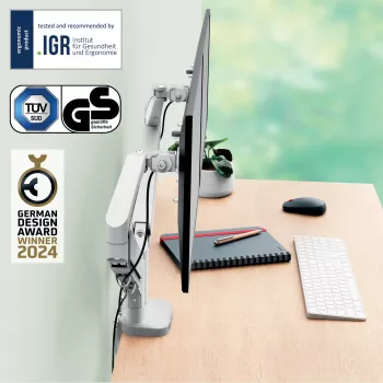 Leitz Ergo helytakarékos kettős monitor kar, bilincs/asztali átvezetés, 18 kg, 43,2 cm (17