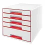 Leitz WOW Cube fiókos szekrény 5 fiók, 5 fiók, műanyag, 270 mm, 287 mm, 363 mm, 3,59 kg