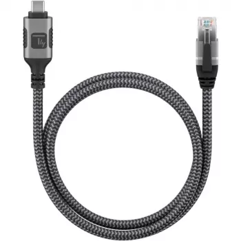 Techly ICOC-U3C-RJ45-050 USB 3.2 Type-C to Gigabit Ethernet Adapter Cable, 5 m, Black/Silver