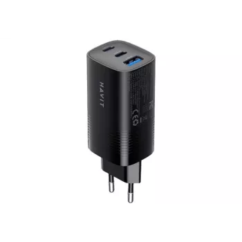 Havit UC20 three-port GaN 65W travel charger black