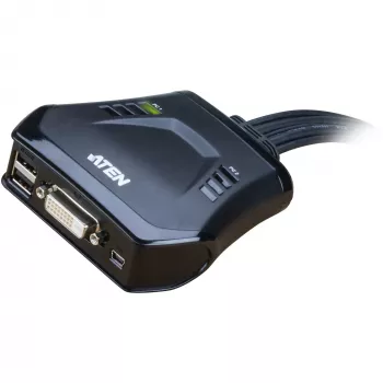 Aten 2 portos USB DVI KVM switch távirányítóval a port kiválasztásához