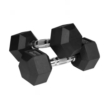Gumírozott öntöttvas kézi súlyzók HEX 2x9 kg REBEL ACTIVE