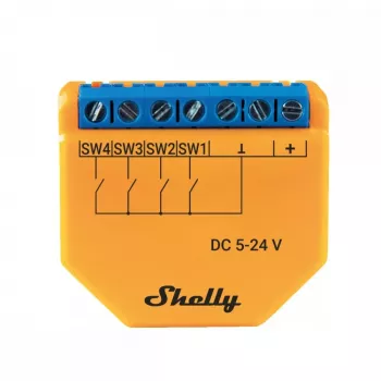 Shelly Plus I4 DC vezérlő/jelenetaktiváló, Wi-Fi/Bluetooth (5-24 V DC)