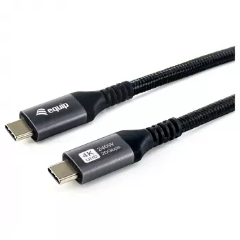 EQUIP USB4 Gen 2x2 C–C kábel 3,0 m, PD 100W, 4K/60Hz, 20Gbps, fekete