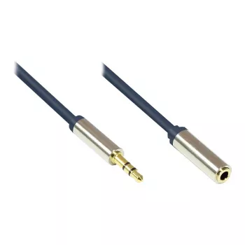 High-Quality audio csatlakozókábel 3,5mm, jack dugó jack aljzatra teljes fémház, sötétkék, 3m, Good Connections (GC-M0054)