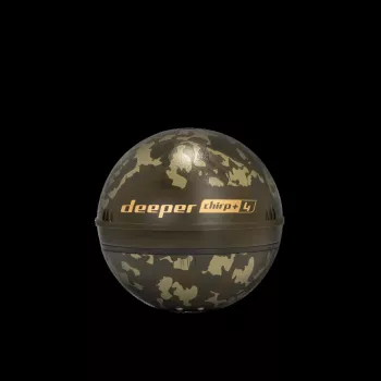 Sonar Deeper Smart Sonar Chirp+4 Wi‑Fi fish finder, embedded battery, ABS enclosure, green/brown