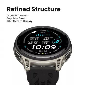 Amazfit Cheetah 2 Pro 3.35 cm (1.32 inch) AMOLED 48 mm Digital 466 x 466 pixels Touchscreen Titanium Wi-Fi