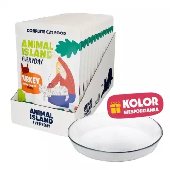 ANIMAL ISLAND Turkey Fillet Wet Cat Food 12x85g + Plate