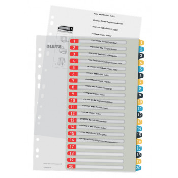 Leitz 12490000 Numerical Index Divider A4 12 Tabs Polypropylene