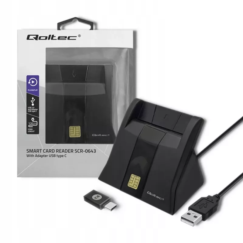 Qoltec 50643 chipkártya-olvasó, USB 2.0