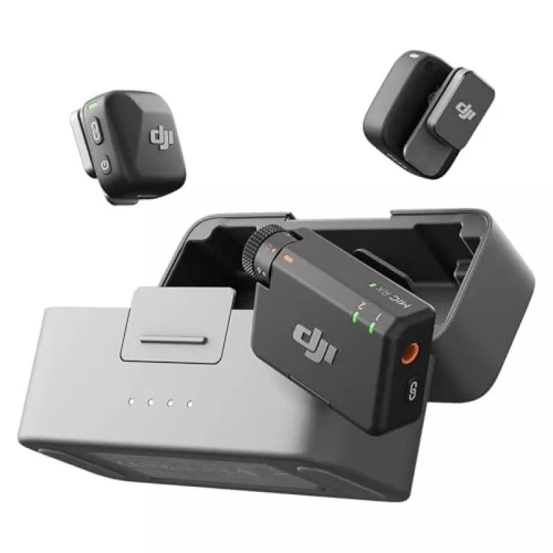 DJI Mic Mini (2 TX + 1 RX + töltőtok) vezeték nélküli mikrofonkészlet - sötétszürke