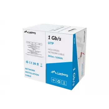 Lanberg LCU6-10CC-0305-R hálózati kábel U/UTP 305 m, 1 Gbit/s, 23 AWG, CCA, 250 MHz, piros
