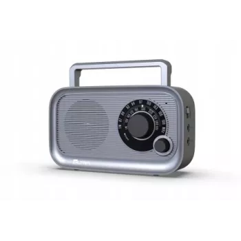 Portable Eltra HANIA gray FM/AM radio, compact design, battery-powered