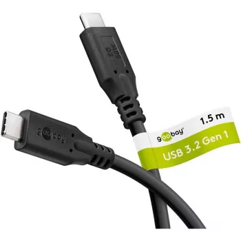 Goobay USB-C kábel, USB 3.2, 60 W, 5 Gbit/s, Power Delivery, 1,5 m (1,50 m, USB 3.2 Gen 1, 60 W), USB-kábel