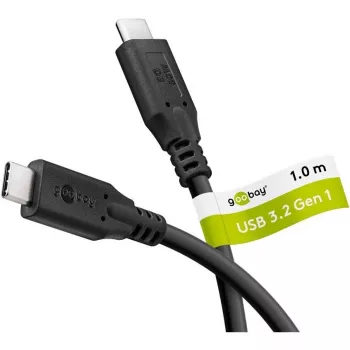 Goobay USB-C kábel, USB 3.2, 60 W, 5 Gbit/s, Power Delivery, 1 m (1m, USB 3.2 Gen 1, 60W), USB-kábel