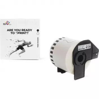 TB Print TBEB-DK22205 címketekercs Brotherhez, 62 mm x 30,48 m, fekete fehér alapon
