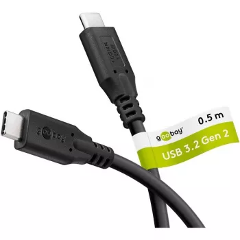 Goobay USB-C kábel, USB 3.2, 100 W, 10 Gbit/s, Power Delivery, 0,5 m (0,50 m, USB 3.2, 100 W), USB-kábel