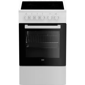 Beko FSS57000GW tűzhely, szabadon álló elektromos tűzhely, kerámia főzőlap, fekete, fehér