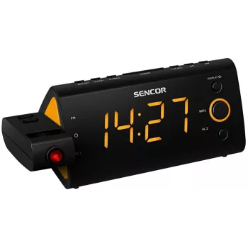 SENCOR SRC 330 OR rádiós ébresztőóra — FM rádiós ébresztőóra 1,2 inch LED-kijelzővel, két ébresztéssel, piros 180°-os vetítéssel, beltéri hőmérséklettel, elemháttértámogatással