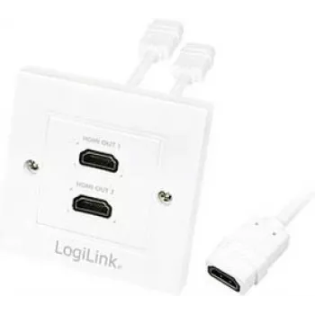 LogiLink AH0015 HDMI csatlakozóaljzat, süllyesztett, 2 port, fehér
