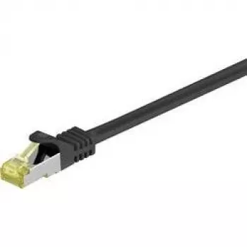 Wentronic Goobay Cat.7 nyers patch kábel, S/FTP (PiMF), fekete, 0,5 m - LSZH halogénmentes, réz, RJ45 dugó (91581)
