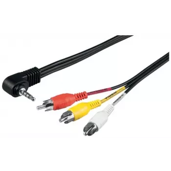 Wentronic Goobay 3,5 mm jack/RCA adapterkábel, 1,5 m – 3,5 mm jack dugó (4 pólusú, sztereó) 90° > 3x RCA dugó (50209)