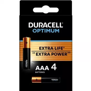 Duracell OPTIMUM AAA alkáli elemek 4-es csomag – hosszú élettartamú energia kis készülékekhez