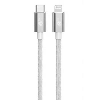 TB kábel USB-C - Lightning fonott 1m, ezüst