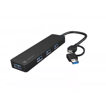 USB hub NATEC Mayfly USB 3.2 Gen 1 Type-A Type-C 5000 Mbit/s fekete