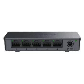 Grandstream GWN7700 Layer 2 nem menedzselt switch 5x Gigabit port 10Gbps kapcsolási kapacitás 802.1p QoS fekete asztali/fali rögzítés 5VDC