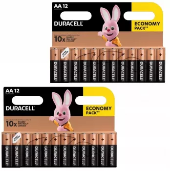 Duracell alkáli AA (LR6) elempack — 24 elem, egyszer használatos