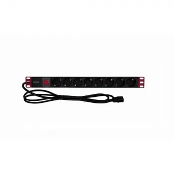 TECHLY 365733 rack elosztósín, 1U — 8× Schuko aljzat, 2 m kábel