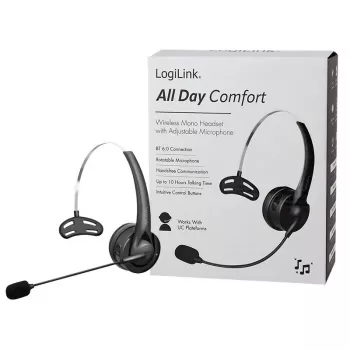 LogiLink BT0075 Bluetooth 6.0 mono headset rugalmas mikrofonnal, fekete