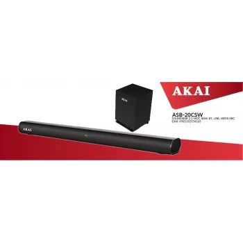 AKAI Soundbar ASB-20CSW 2.1 80W vezeték nélküli mélynyomó Bluetooth 5.0 HDMI ARC