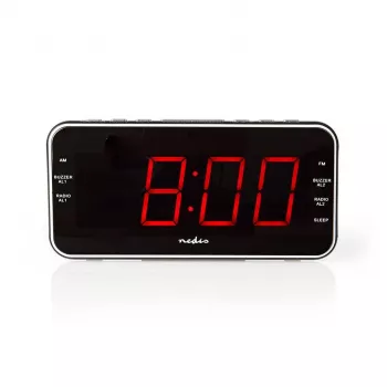 Nedis CLAR004BK rádiós ébresztőóra LED-kijelzővel, FM-tunerrel, dupla ébresztéssel, vetítéssel, AUX-szal, fekete