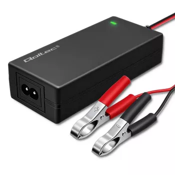 Qoltec automatikus akkumulátortöltő AGM GEL STD | egyenirányító 12 V | 2 A | 24 W | LED | kábel 1,8 m