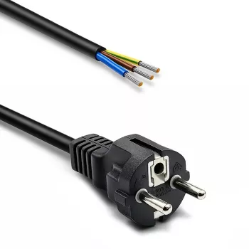 QOLTEC SCHUKO CEE tápkábel Cu csupaszított és forrasztott 1,5m fekete