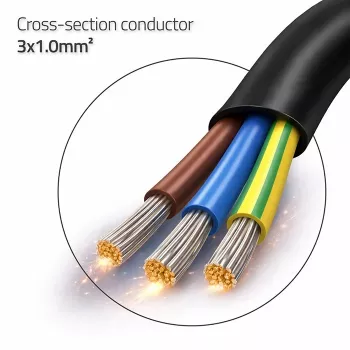 QOLTEC tápkábel SCHUKO CEE szögdugó Cu csupaszított 1,5m fekete