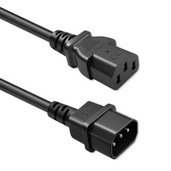 QOLTEC tápkábel IEC C13 C14 3x0,75mm² vörösréz 1,8m fekete