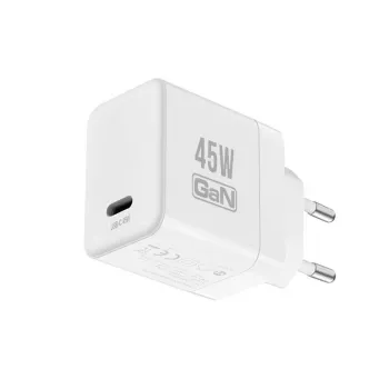 Crong Ultra Compact GaN USB-C 45W PD 3.0 PPS fali töltő (fehér)