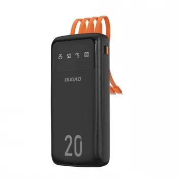 Dudao K6Pro+ Power Bank 20000mAh 4 beépített kábellel USB-C Micro USB Lightning USB-A bemenet fekete