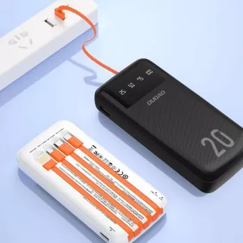 Dudao K6Pro+ Power Bank 20000mAh 4 beépített kábellel USB-C Micro USB Lightning USB-A bemenet fekete