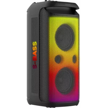 SENCOR Partycon CORE Power 140W hordozható Bluetooth-hangszóró TWS-sel, IPX4, RGB LED, karaoke, fekete