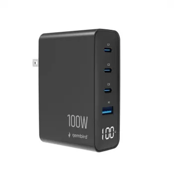 GEMBIRD GaN gyorstöltő 4x USB 100W fekete