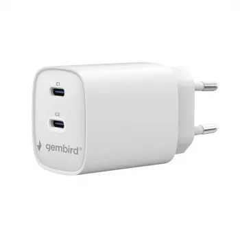Gembird TA-UC-2C-PD45-01-W 45W USB-C kétportos fali töltő fehér