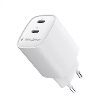 Gembird TA-UC-2C-PD45-01-W 45W USB-C kétportos fali töltő fehér