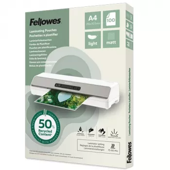 Fellowes 100 darabos A4 matt laminálófólia, 80 mikron, újrahasznosított